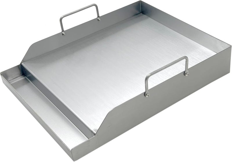 Direct Store Parts DS125 Stainless Steel BBQ Cooking Griddle, Universal Flat Top Griddle with 2 Handles for Most Gas Grills, W12.5"×D16"×H2.75", Heavy Duty Stainless Steel Griddle 1PC, Small Size - Image 1